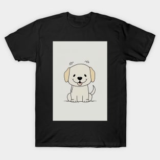 Super Cute Happy Dog Illustration Drawing T-Shirt